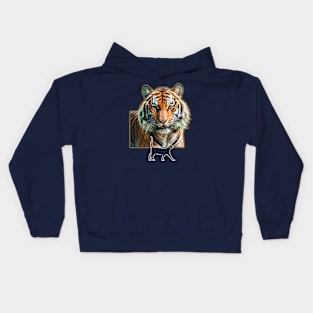 Tiger face with cat emoji Kids Hoodie